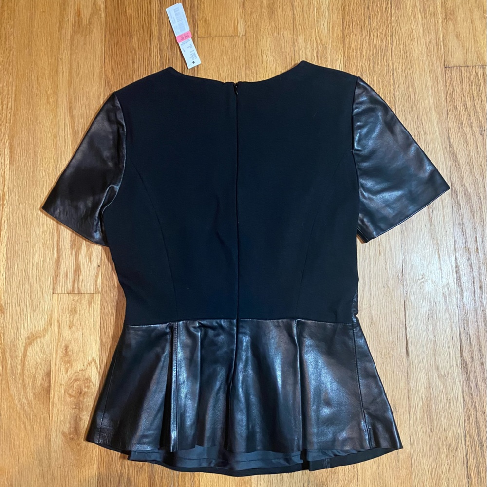 Antonio Melani mixed media leather peplum top - Picture 2 of 4